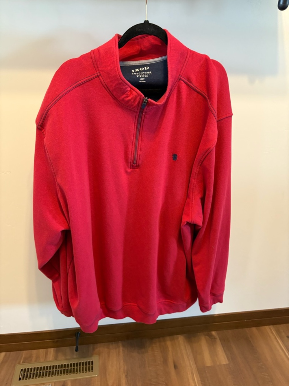 Izod Men’s Red Half-Zip Sweater with Subtle Logo